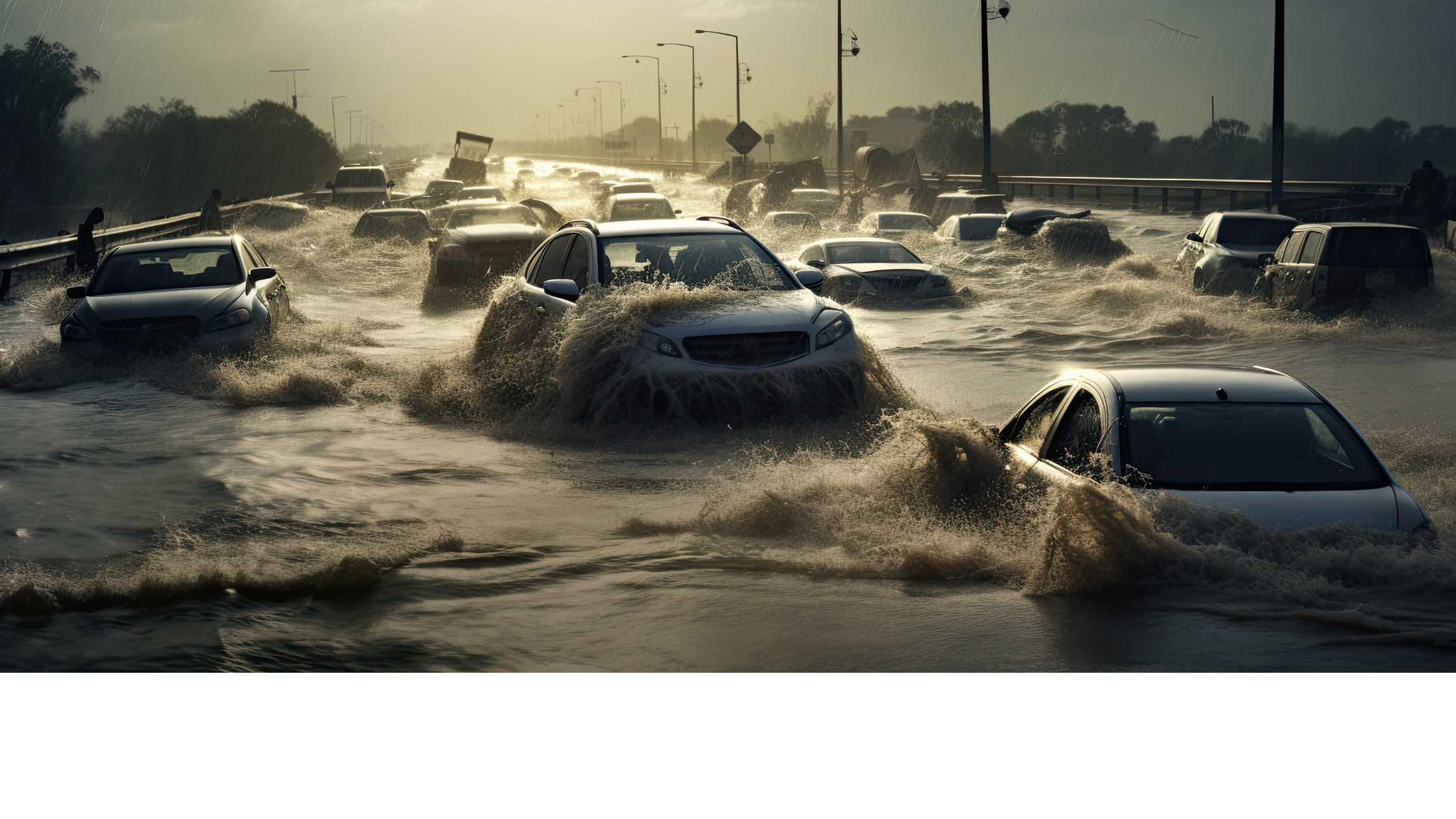 Cars in flood waters